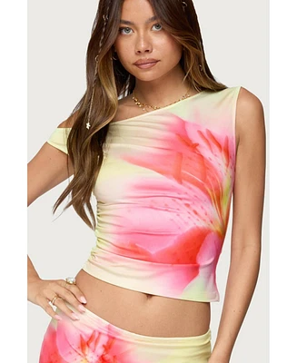 Edikted Women's Tiger Flower Off Shoulder Top