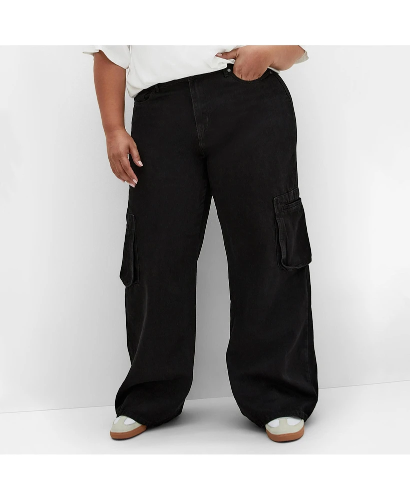 City Chic Plus Clarence Cargo Denim Pant