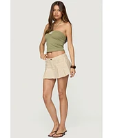 Edikted Women's Klay Linen Look Pleated Mini Skort