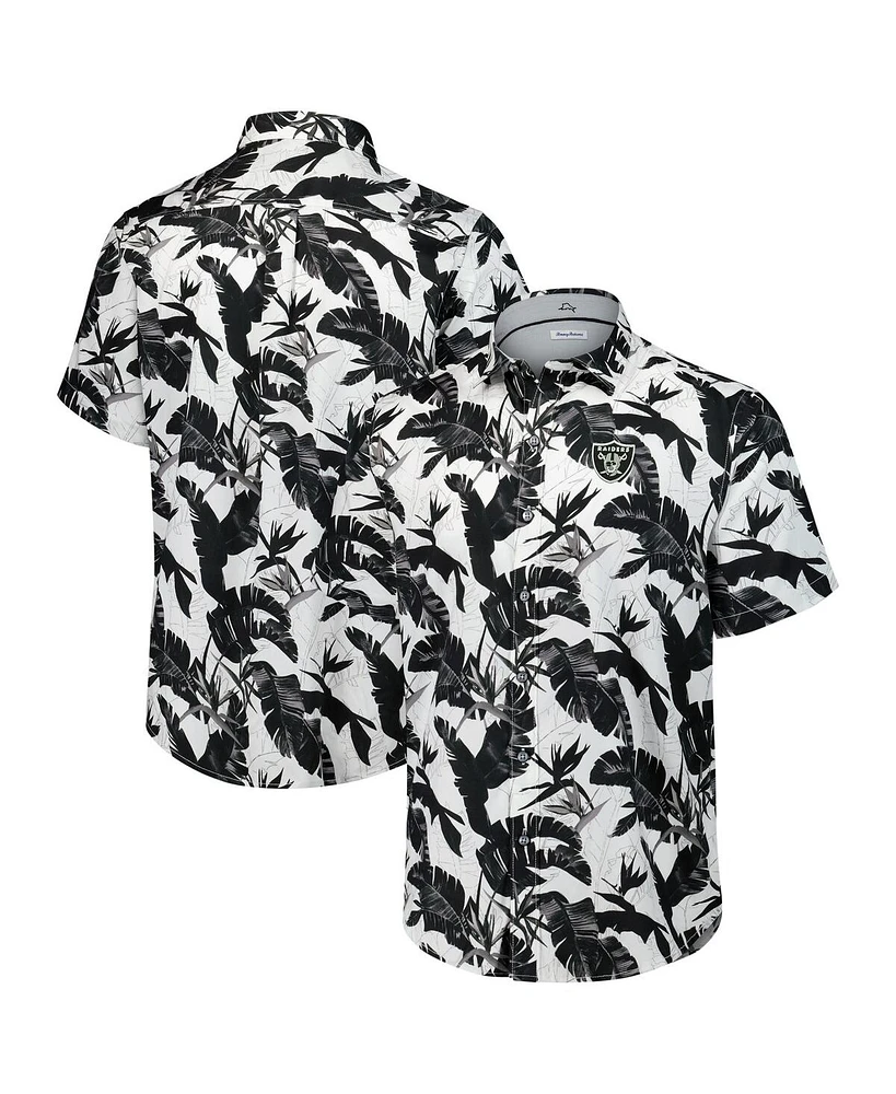 Tommy Bahama Men's Black Las Vegas Raiders Sunnyvale Blooms Camp Button-Up Shirt
