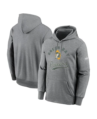 Nike Men's Heather Gray Green Bay Packers Performance Fleece Pullover Hoodie