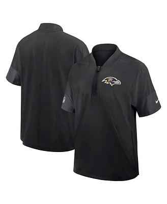 Nike Men's Black Baltimore Ravens Sideline Short Sleeve Quarter-Zip Performance Coach Jacket