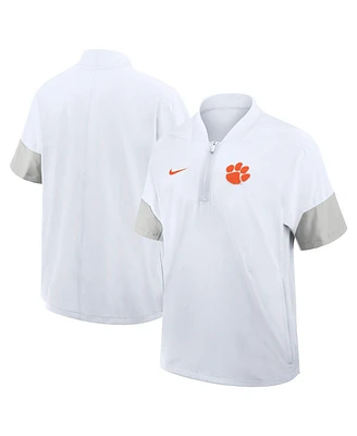 Nike Men's White Clemson Tigers 2025 Sideline Short Sleeve Quarter-Zip Coach Jacket