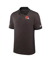 Nike Men's Brown Cleveland Browns Sideline Victory Stripe Performance Polo Shirt