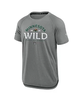 Fanatics Men's Heather Gray Minnesota Wild 2025 Stanley Cup Playoffs Authentic Pro Rink Performance T-Shirt