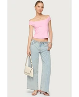 Edikted Womens Mikkey Cut Out Off Shoulder Top
