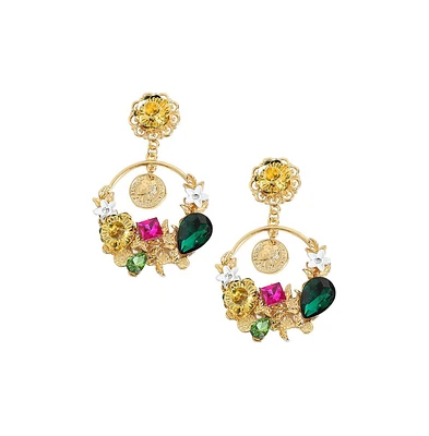 Sohi Floral-Stone Drop Earrings