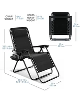 Nestl Outdoor Patio Zero Gravity Chairs Set of 4 - Reclining Lounge with Pillows & Cup Holders