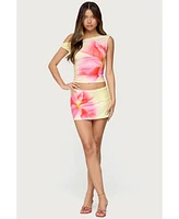 Edikted Women's Tiger Flower Mini Skort