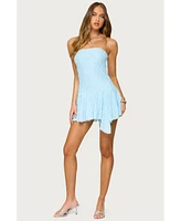 Edikted Women's Elaia Asymmetric Strapless Lace Mini Dress