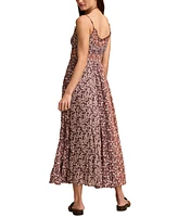 Lucky Brand Women's Floral Print Smocked Midi Dress