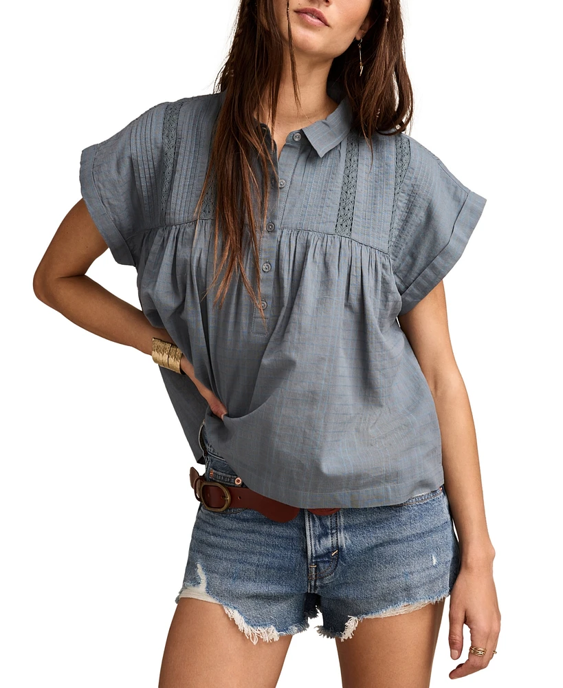 Lucky Brand Women's Collared Peplum Tunic Top