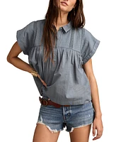 Lucky Brand Women's Collared Peplum Tunic Top