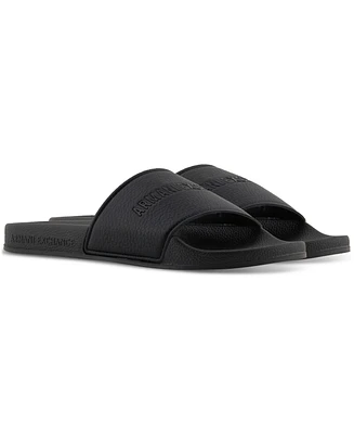 A|X Armani Exchange Men's Logo Embossed Slip-On Slide Sandals