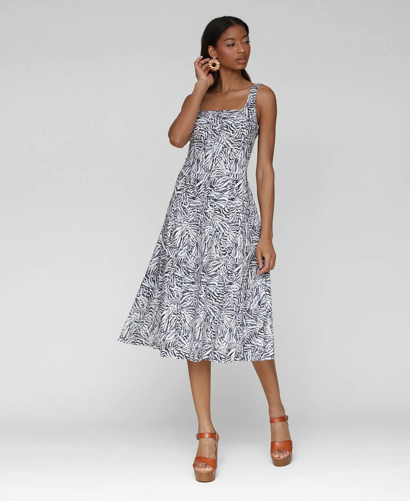 Avec Les Filles Women's Fiesta Square-Neck Midi Dress