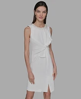 Karl Lagerfeld Paris Women's Scuba Crepe Faux-Pearl Sheath Dress