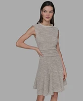 Karl Lagerfeld Paris Women's Stretch Textured Knit Tweed A-Line Dress