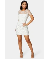Bebe Women's 3D Floral Fit and Flare Mini Dress