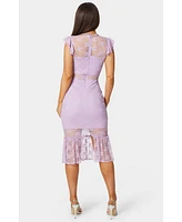 Bebe Women's Illusion Lace Midi Dress