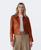 Furniq Uk Women's Bomber Leather Jacket, Created for Macy's