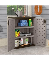 Suncast 9 Cu Ft Heavy Duty Resin Garage Base Storage Cabinet, Platinum (2 Pack)