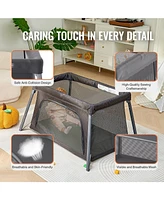 Baby Travel Crib Play Yard Folding Baby Toddler Playpen with Zipper Gate