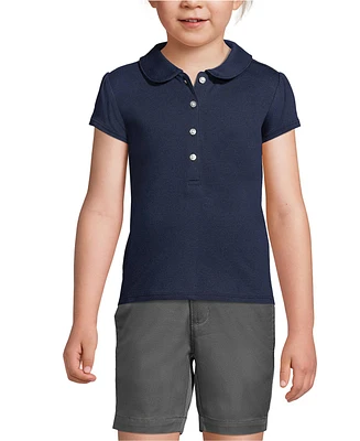 Lands' End Girls School Uniform Short Sleeve Peter Pan Collar Polo Shirt