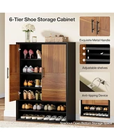 Tribesigns Shoe Cabinet with Doors, 6-Tier Shoe Storage Organizer with Adjustable Shelves for Entryway Hallway Closet