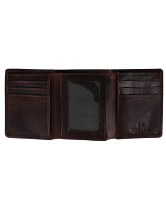 Trafalgar Men's Tennyson Tri-Fold Genuine Leather Wallet with Id Window