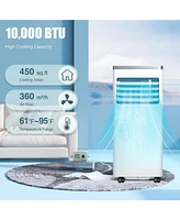 Zafro 10,000 Btu Portable Ac, 3-in-1, Cools 450 Sq.Ft, Fast Cooling, Sleep Mode, Timer, Remote, Quiet