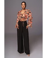 Jluxlabel Women's Floral Yvanna Ruffle Top
