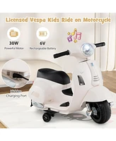 Licensed Vespa Kids Ride on Motorcycle with Led Headlight and Horn Sound