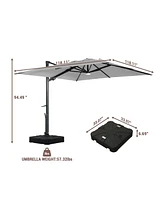 Mondawe 120" Square Cantilever Umbrella with Detachable Led Atmosphere Light and Bluetooth Player