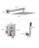 Greenspring 10 Inch Square Bathroom Shower Combo Set Brushed Nickel