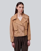 Furniq Uk Women's Suede Cropped Trench Style Jacket, Created For Macy's