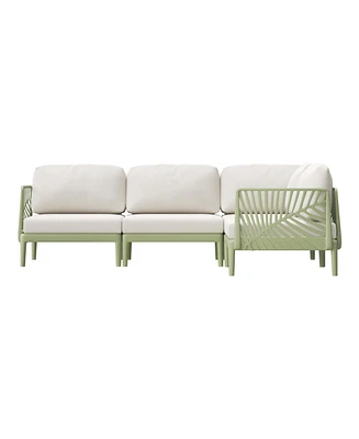 Modern 4-Piece Polypropylene Resin Modular L Shaped Patio Furniture Sectional
