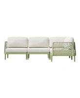 Modern 4-Piece Polypropylene Resin Modular L Shaped Patio Furniture Sectional