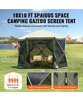 Quick Set Pop Up Screen Tent 6 Sided Canopy with Privacy Cloths and Mesh Windows