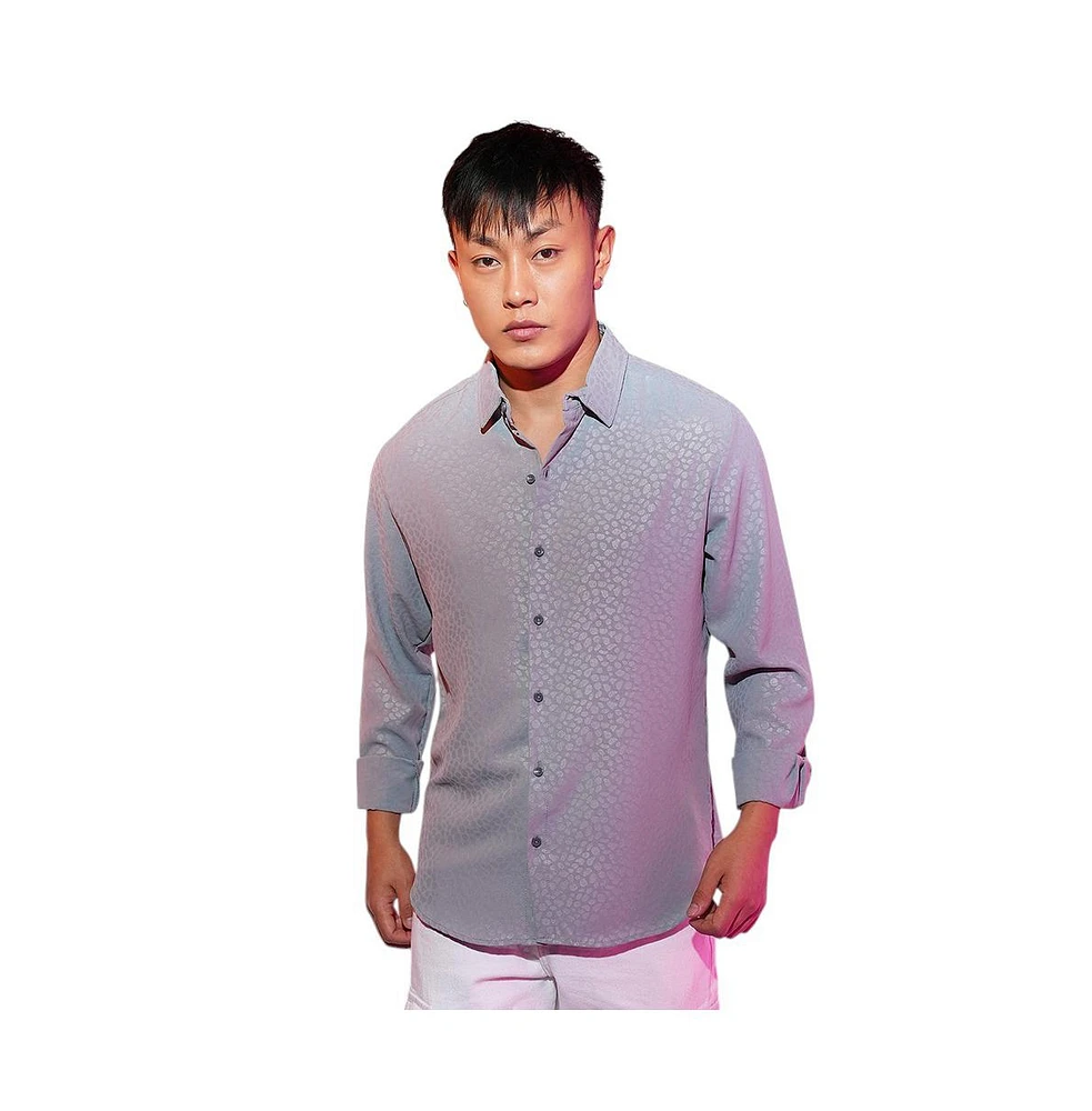 Campus Sutra Men's Ash Grey Pavement Shirt
