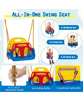 Gymax 3-in-1 Kids Swing Set 660 Lbs Carbon Steel Swing Frame w/ Belt Swing for Toddlers