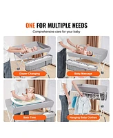 Portable Folding Baby Changing Table with Lockable Wheels Adjustable Heights Storage