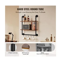 Slickblue Wall-Mount Industrial Pipe Shelf 2 Tier for Kitchen Bedroom or Office Storage