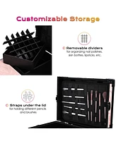 Byootique Rolling Cosmetic Case Nail Table Kit w/ 4 pcs Replacement Wheels Pink