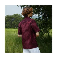 Campus Sutra Men's Wine Red Foliage-Tactile Shirt