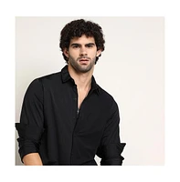 Campus Sutra Men's Onyx Black Everyday Solid Shirt