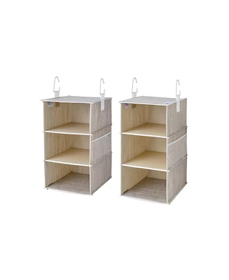 WeThinkStorage Set of 2 Attachable 3 Shelf Reinforced Hanging Closet Organizers, 50lbs Weight Capacity - Clay