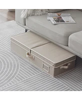 WeThinkStorage Folding Fabric Under Bed Organizer w/Double Open Lid - Clay