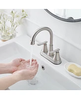 Greenspring 4 in. Centerset 2-Handle High-Arc Bathroom Faucet Brushed Nickel