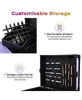 Byootique Rolling Makeup Train Case Nail Table w/ 4pcs Replacement Wheels Purple