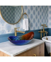 Aquaterior Bathroom Vessel Sink Tempered Glass WaterDrop Faucet Vanity Mixer Tap